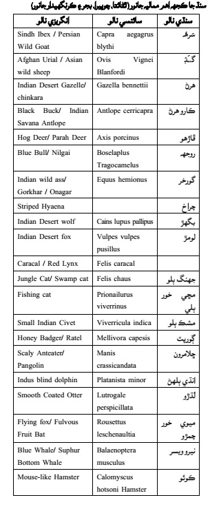 سنڌ جا ڪجھ اهم مماليه جانور (ٿڻائتا، چوپيرا،بحر ۽ ڪرنگھيدار جانور)