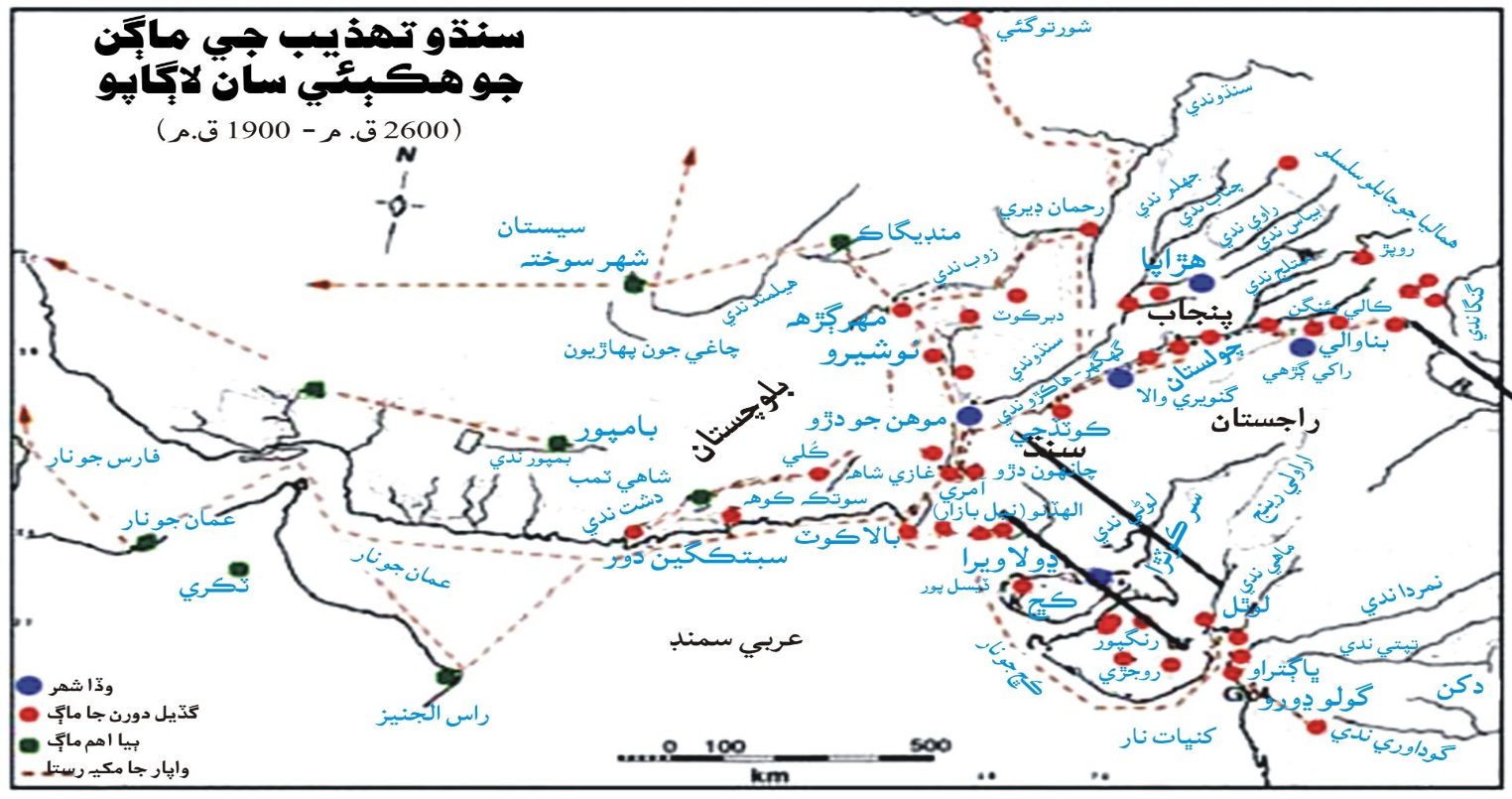 سنڌو تهذيب جي مکيه ماڳن جو هڪ ٻئي سان لاڳاپو